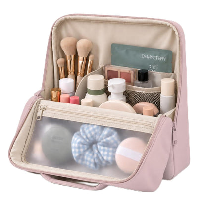 Travel Makeup Bag with Magnetic Fold-Down Flap