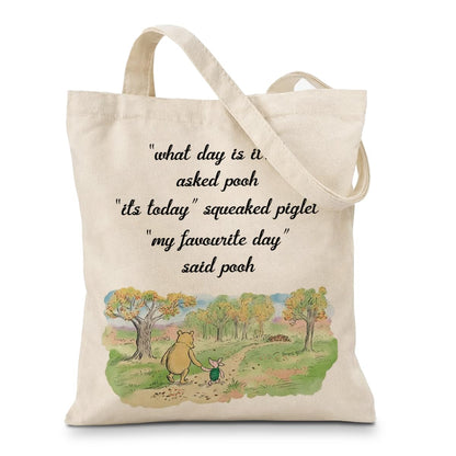 Cute Bear Canvas Tote Bag for Women, Friendship Shoulder Bag