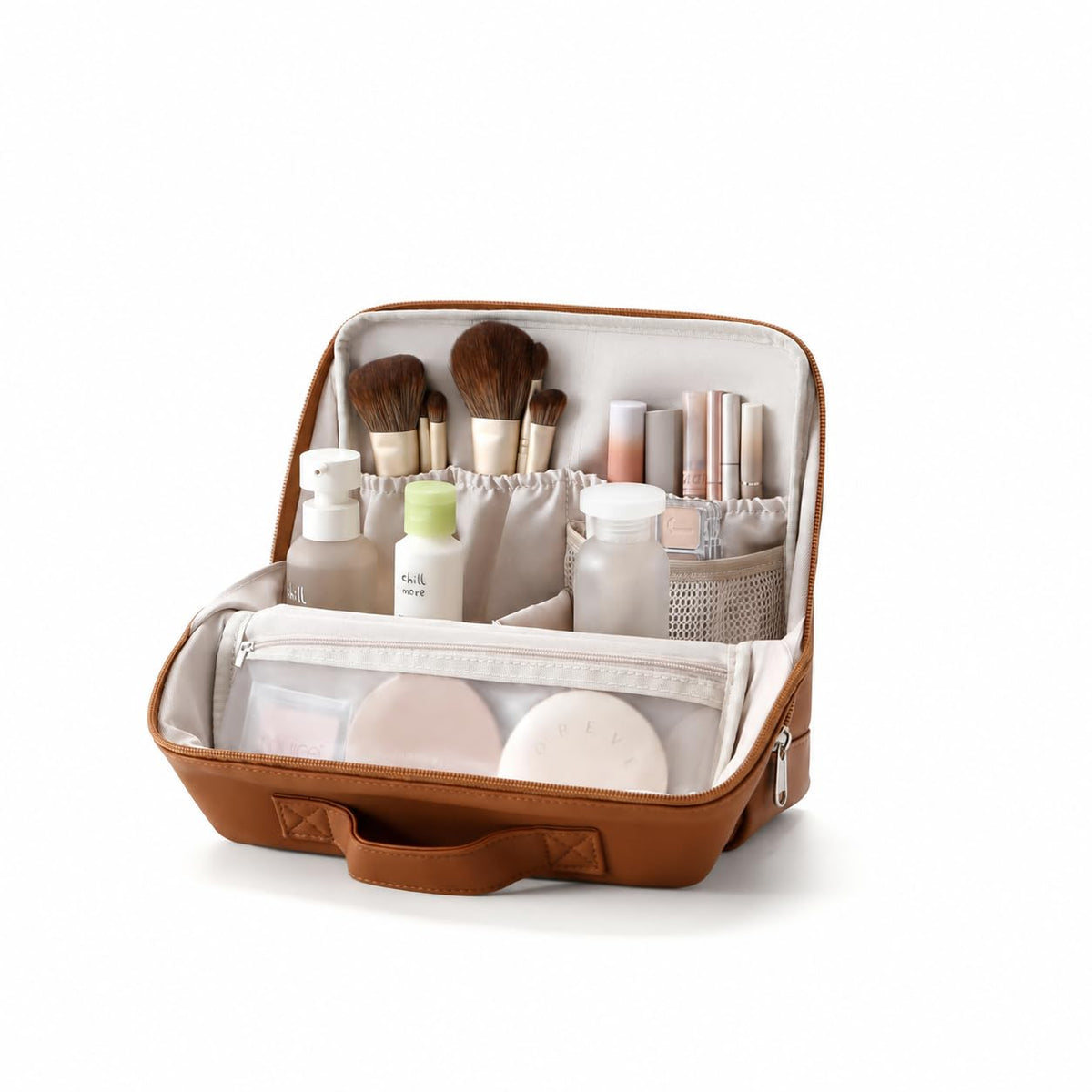 Standing Travel Makeup Bag, Large Cosmetic and Toiletry Bag Organizer