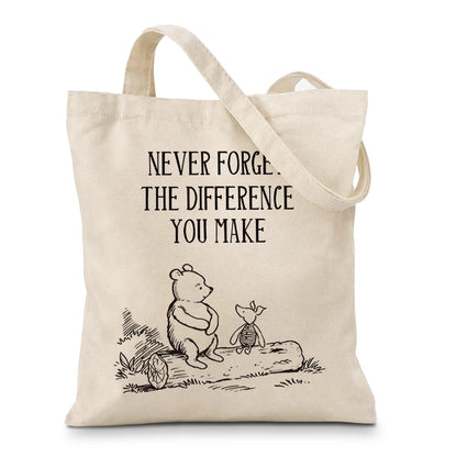 Cute Bear Canvas Tote Bag for Women, Friendship Shoulder Bag