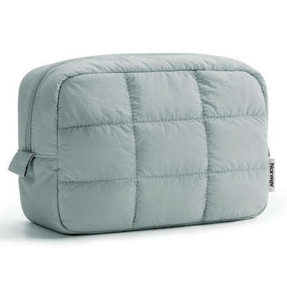Narwey Puffy Makeup Bag Travel Toiletry Bag, Quilted Cosmetic Bag for Women