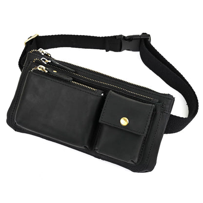 Water Resistant Canvas + Leather Hiking Riding Travel Fanny Waist Pack Small Phone Pouch For Men Women FB811-29 (1168 Brown)