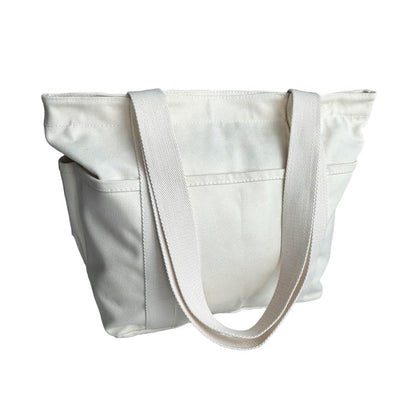 16OZ 100% Cotton Canvas Lined Grocery Shopping Diaper Bag Zipper Closure Beach Casual Multi Purpose Tote