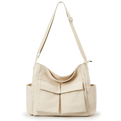 KALIDI Canvas Tote Bag Zipper Large Crossbody Shoulder Bag Messenger Bag