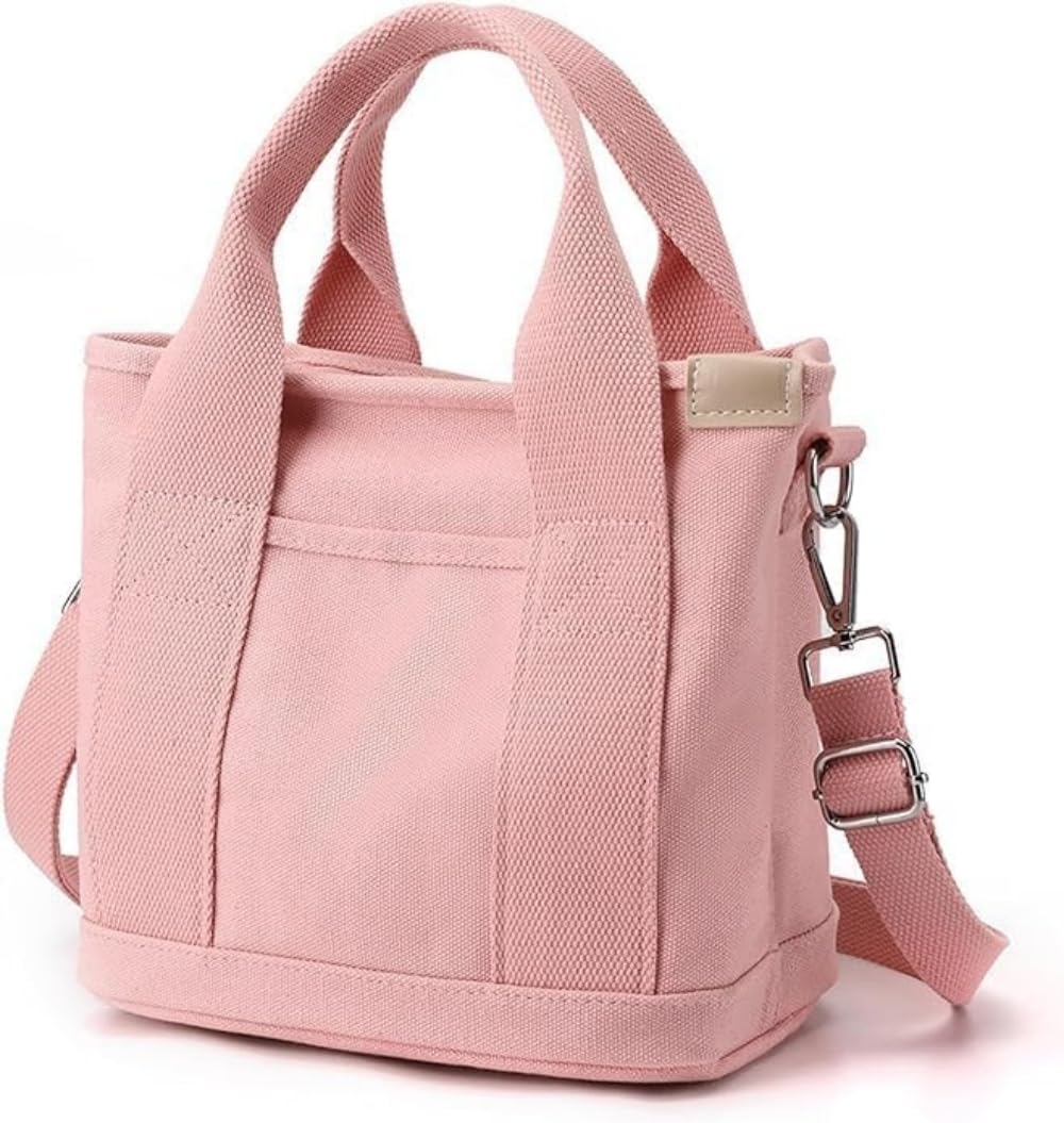 Small Tote Bag with Zipper, Canvas Multi-Pocket Crossbody Bag Shoulder Bag Satchel Hobo Bag