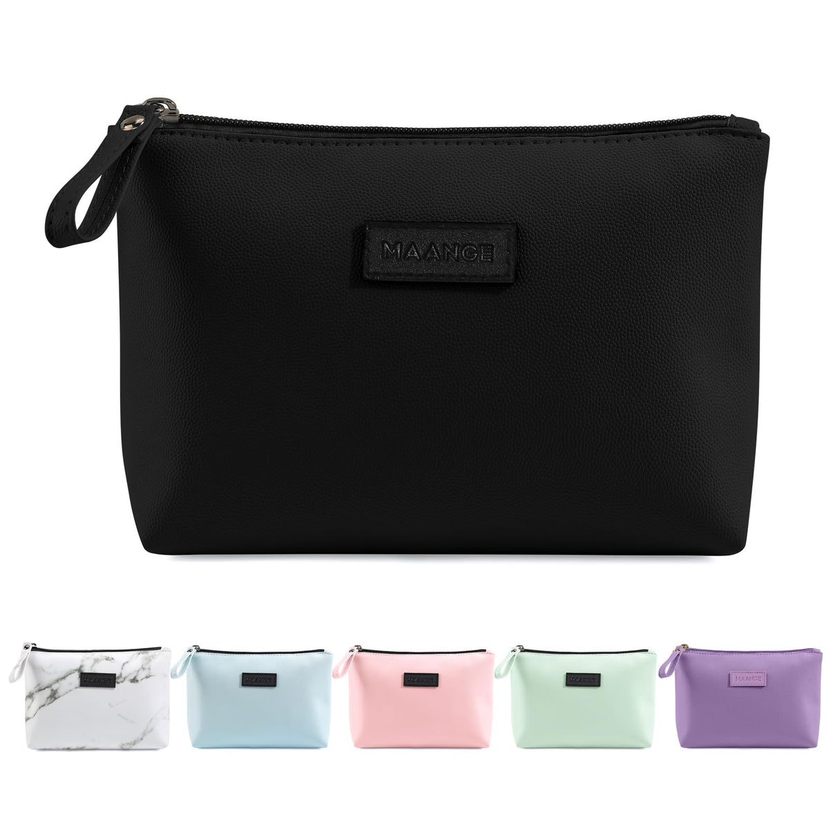 MAANGE Cosmetic Bags for Women Small Makeup Bag for Purse Pu Leather Makeup Pouch Travel Makeup Bag with Zipper Make Up Bag for Travelling