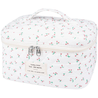 Gosect Large Makeup Bag, Cute Cosmetic Bag for Women Girls, Floral Coquette Aesthetic Toiletry Bag, Travel Make Up Organizer Bag (BDLH)