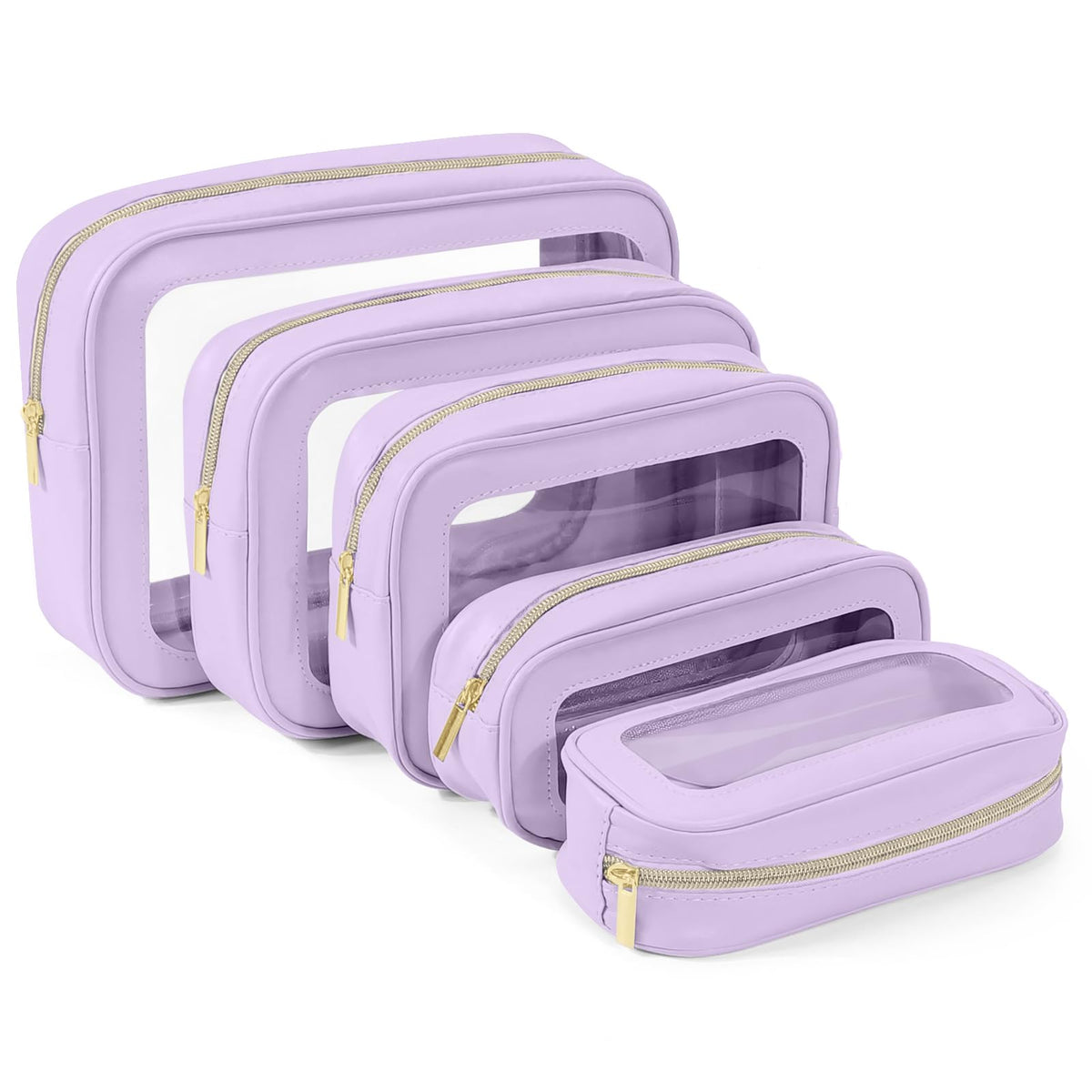 YOPCDJ 5PCS Diaper Bag Organizer Pouch Set, TSA Approved Toiletry Bag，Clear Waterproof TPU Makeup Bag Set Travel Organizer Bags for Women and Kids