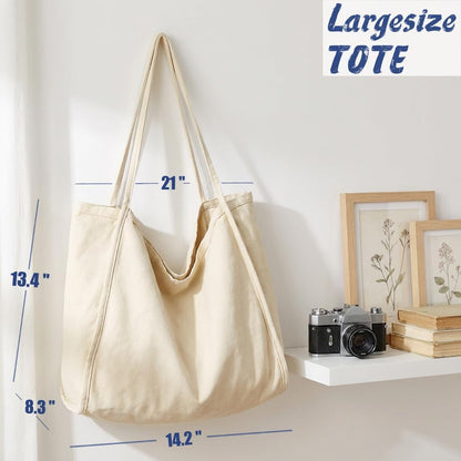 ALUDAPIJU Casual Canvas Tote Bag for Women Large Slouchy Hobo Shoulder Bag for Work Travel Tote Purse Handbags Message Bags