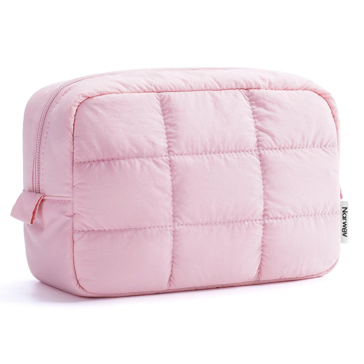 Narwey Puffy Makeup Bag Travel Toiletry Bag, Quilted Cosmetic Bag for Women