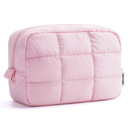 Narwey Puffy Makeup Bag Travel Toiletry Bag, Quilted Cosmetic Bag for Women