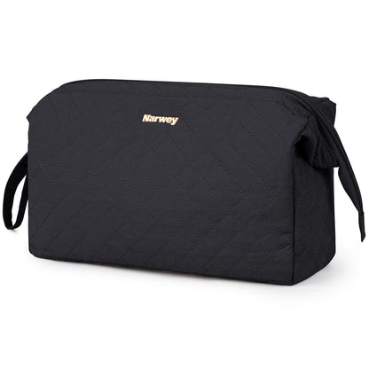 Narwey Travel Makeup Bag Toiletry Bag, Wide Open Cosmetic Bag for Women