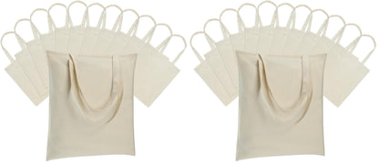 Carbrea 12 Pack Thin Canvas Tote Bags Bulk, Reusable Grocery Bags - Beige