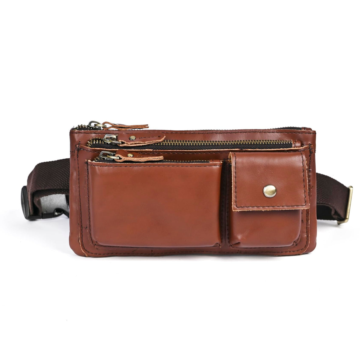 Water Resistant Canvas + Leather Hiking Riding Travel Fanny Waist Pack Small Phone Pouch For Men Women FB811-29 (1168 Brown)