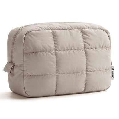 Narwey Puffy Makeup Bag Travel Toiletry Bag, Quilted Cosmetic Bag for Women
