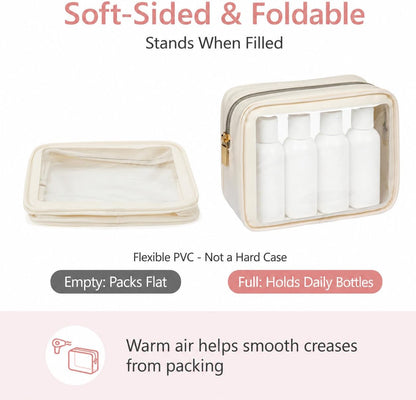 PACKISM Clear Makeup Bag Foldable - TSA Approved Toiletry Bag for Travel
