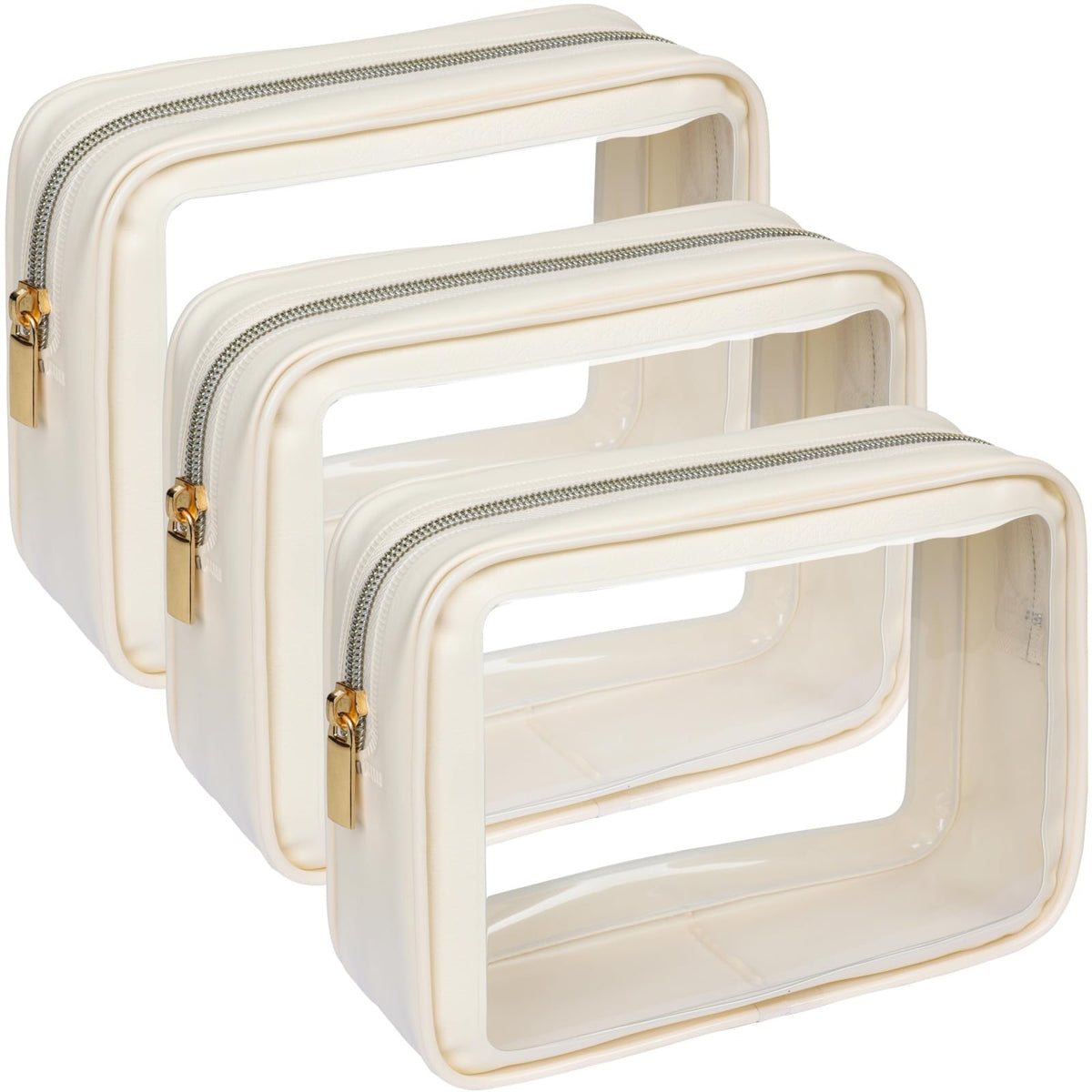 F-color TSA Approved Toiletry Bag - Clear Makeup Bag, 5 Pack, 5 Colors