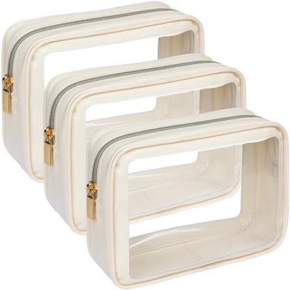 F-color TSA Approved Toiletry Bag - Clear Makeup Bag, 5 Pack, 5 Colors