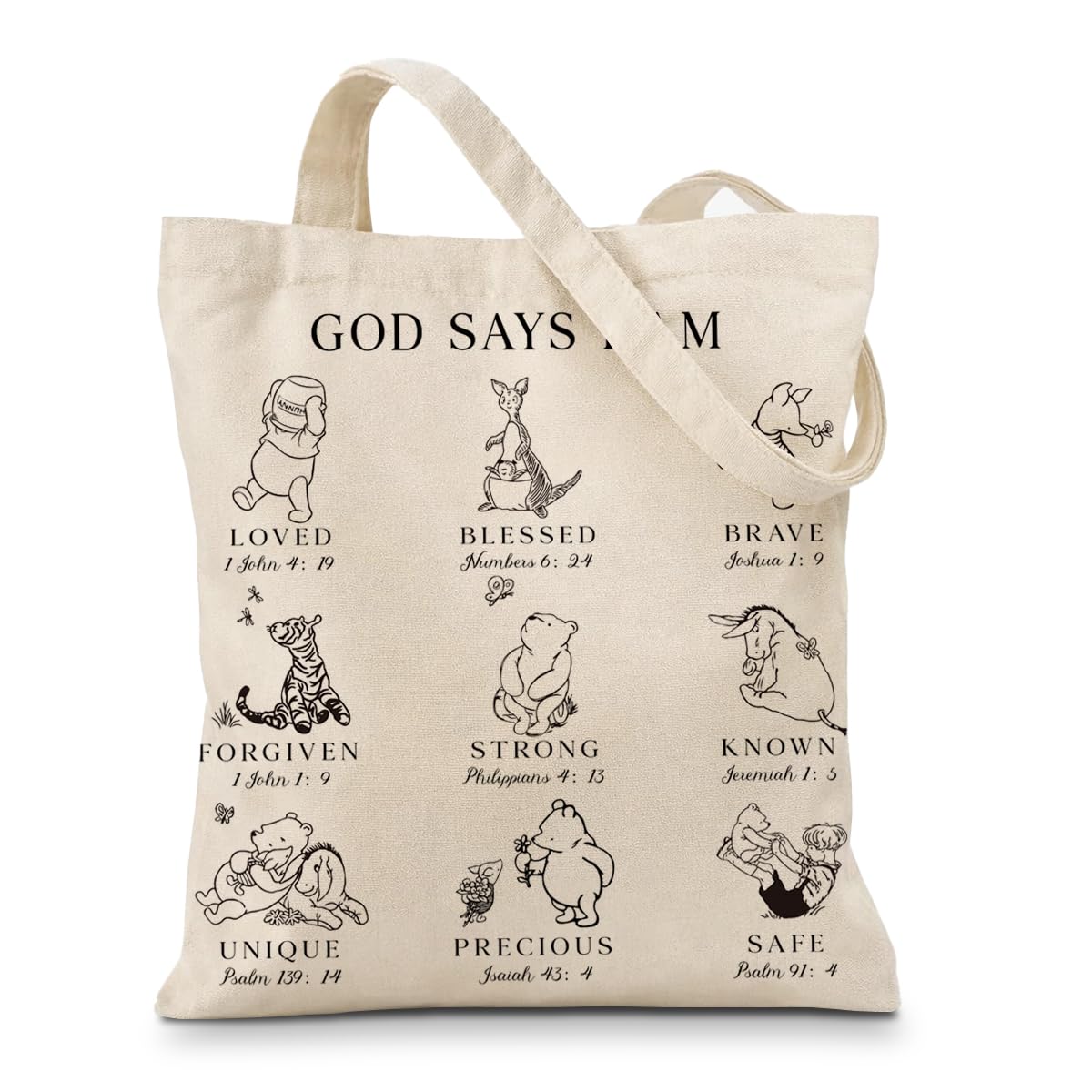 Cute Bear Canvas Tote Bag for Women, Friendship Shoulder Bag