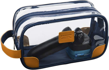 Lermende Clear Toiletry Bag for Traveling, Large Toiletry Bag for Men. Hanging Dopp Kit/Travel kit/Clear Mens Bag/Unisex Bathroom Travel Bag for Mens(Blue)