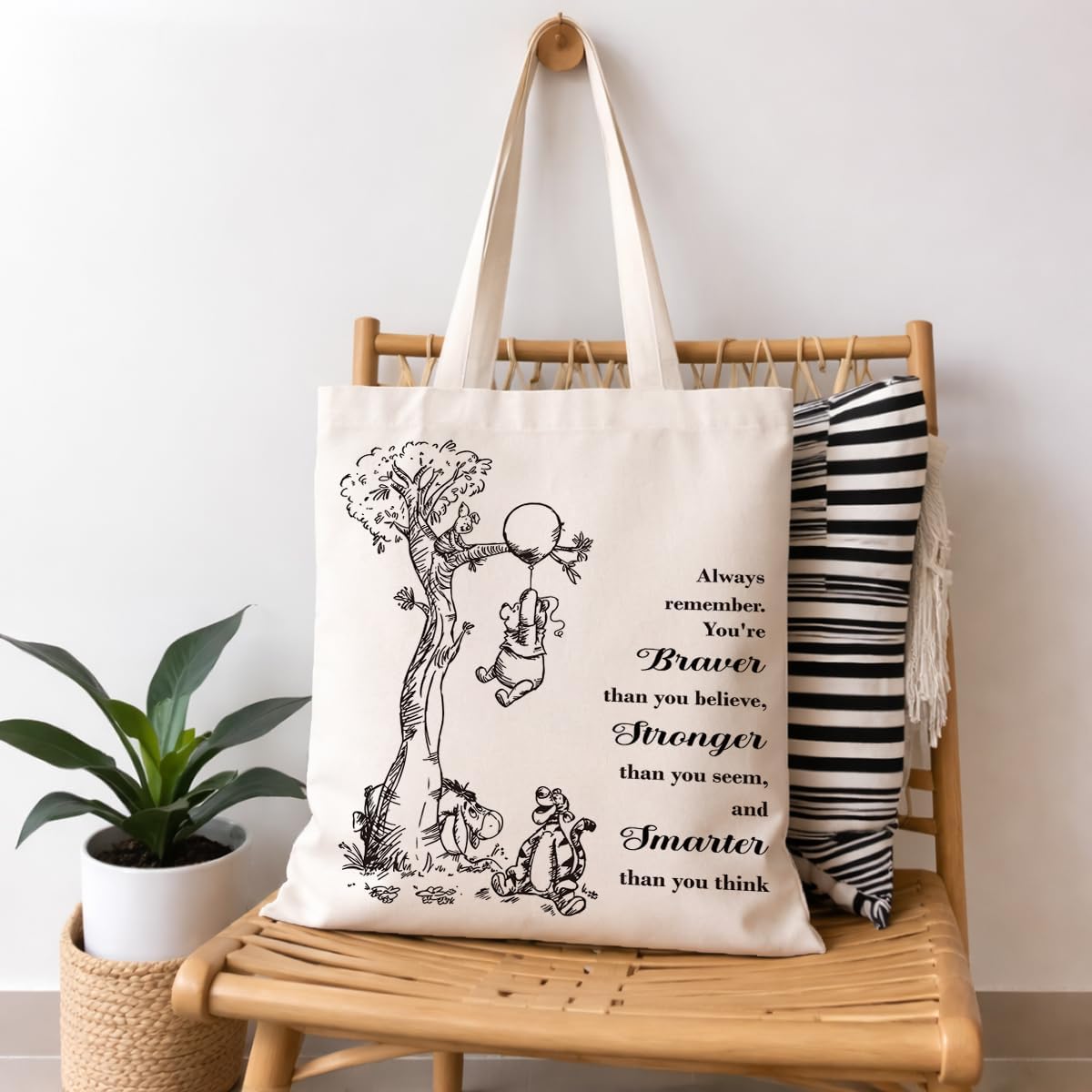 Cute Bear Canvas Tote Bag for Women, Friendship Shoulder Bag