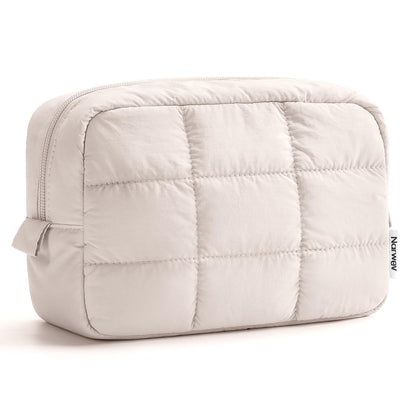 Narwey Puffy Makeup Bag Travel Toiletry Bag, Quilted Cosmetic Bag for Women