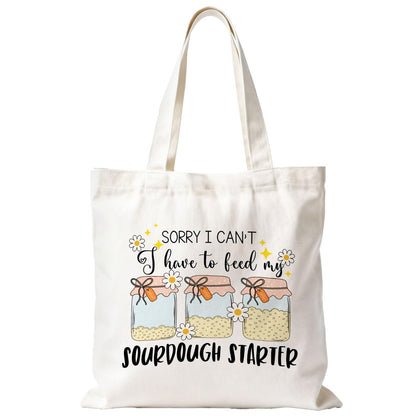 Sourdough Baking Tote Bag, Funny Bread Baker Gifts Canvas Tote Bags, Reusable Grocery Shopping Bag