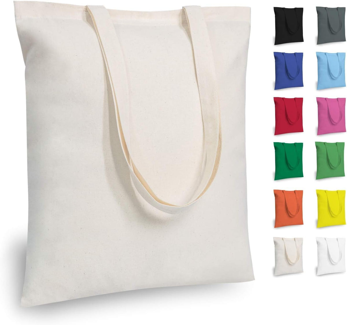 TOPDesign 10-Pack Economical 11.8"x13" Cotton Tote Bags, Lightweight Small Reusable Grocery Shopping Cloth Bags, Suitable for DIY, Advertising, Promotion, Gift, Activity