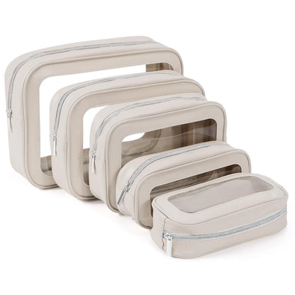 YOPCDJ 5PCS Diaper Bag Organizer Pouch Set, TSA Approved Toiletry Bag，Clear Waterproof TPU Makeup Bag Set Travel Organizer Bags for Women and Kids