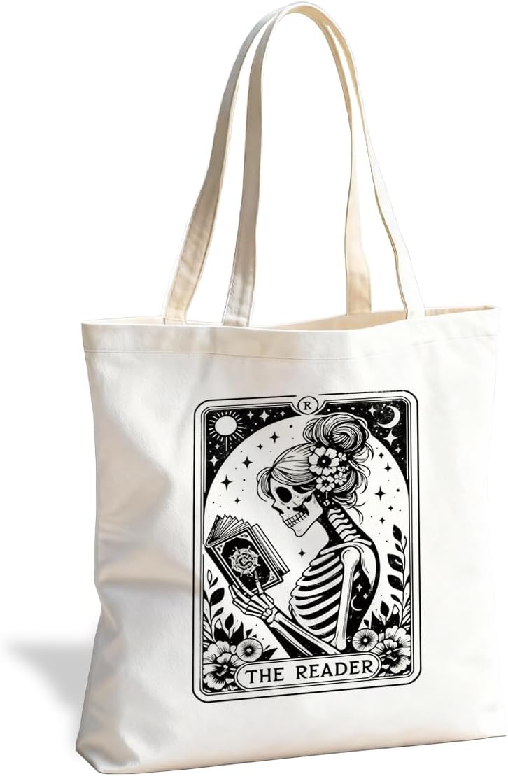 Literary Reusable Tote Bag, Creative Text Design for Book Lovers and Readers, for Work School Travel Shopping