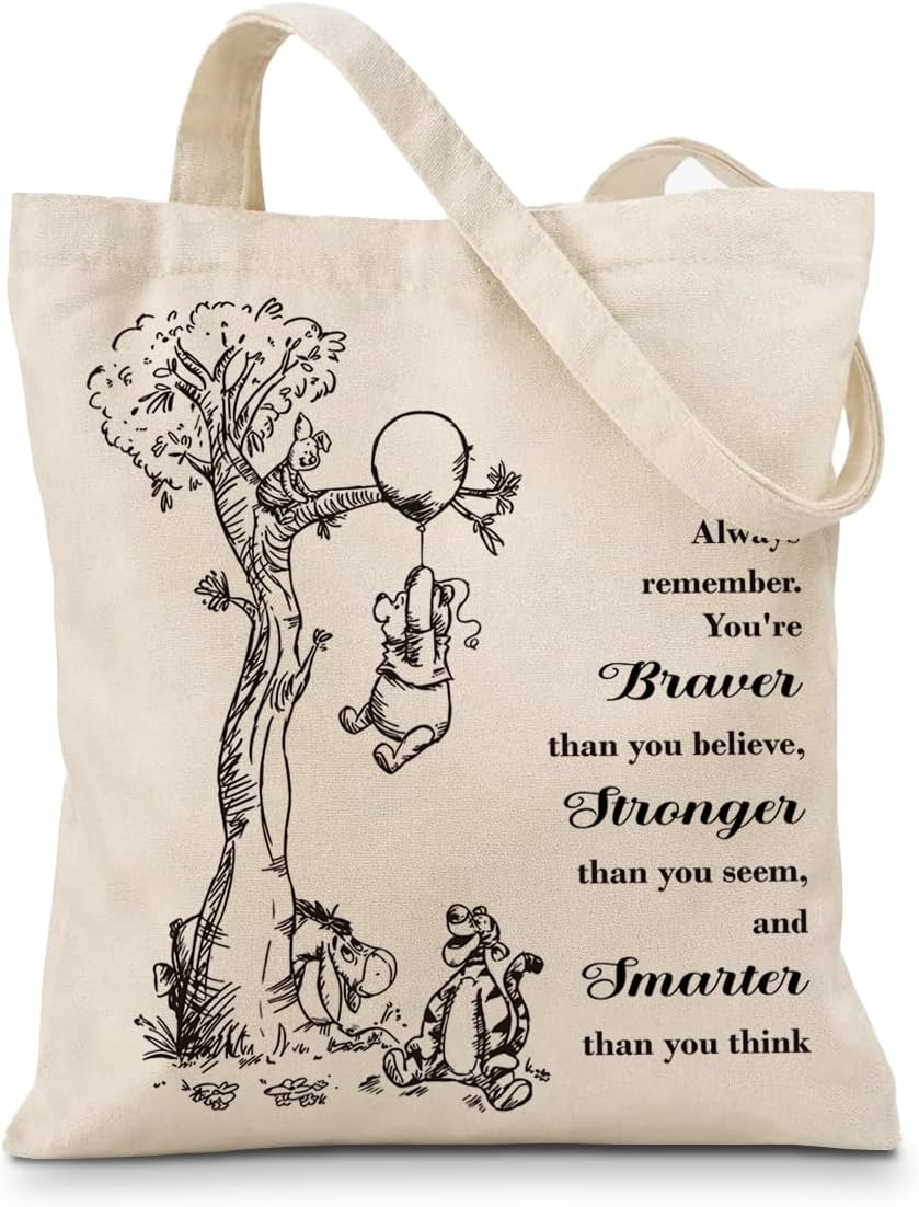 Cute Bear Canvas Tote Bag for Women, Friendship Shoulder Bag