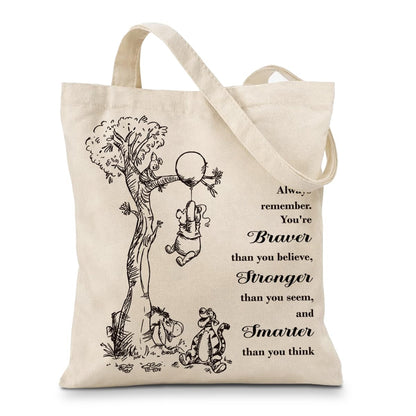 Cute Bear Canvas Tote Bag for Women, Friendship Shoulder Bag