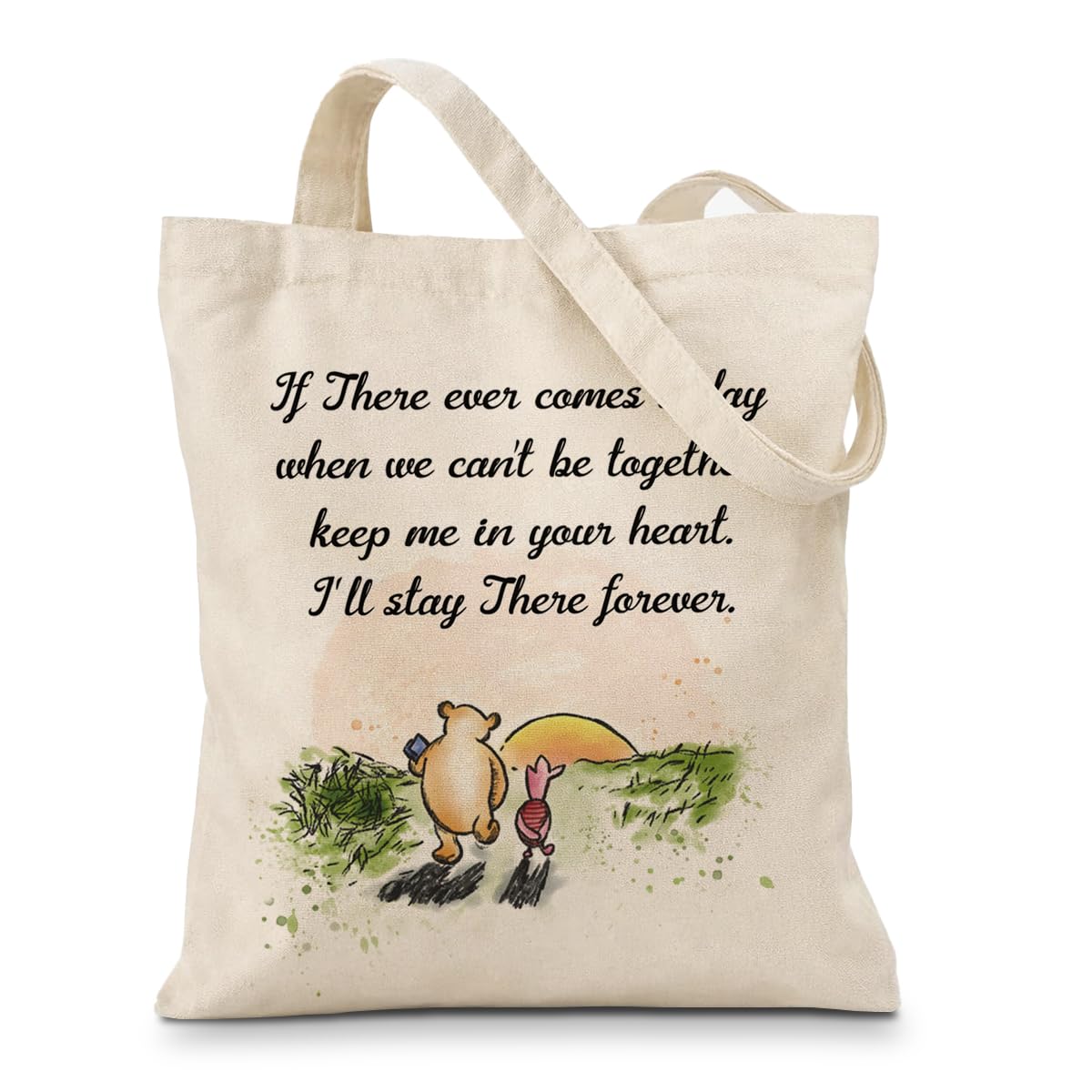 Cute Bear Canvas Tote Bag for Women, Friendship Shoulder Bag