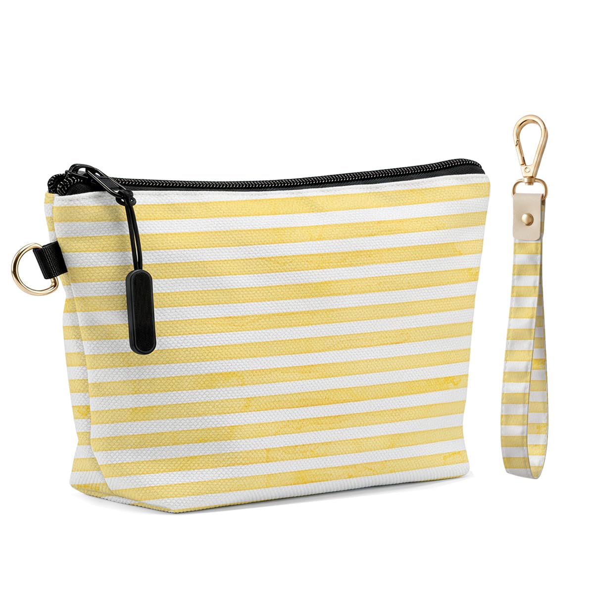 Fokongna Makeup Bag with Matching Keychain Wristlet, Floral Cosmetic Bag
