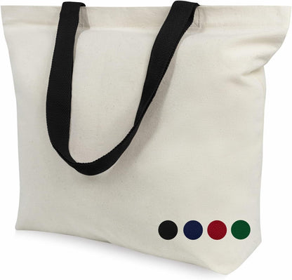 TOPDesign 2-Pack Canvas Tote Bags with Magnetic Snap, Reusable Grocery Shopping Bags, DIY Your Creative Designs
