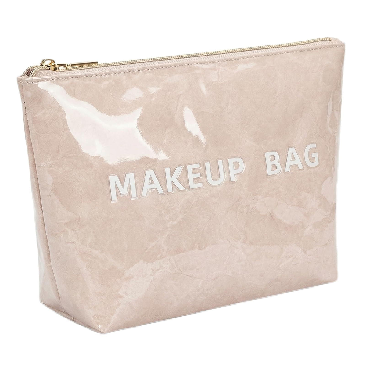 Preppy Stripe Clear Travel Makeup Bag, Waterproof Glossy PVC Cosmetic Organizer with Handle, Large Capacity Toiletry Bag for Women,Travel Organizer Zipper Pouch Beach Vacation Essentials (Pink White)