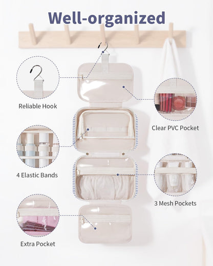 Narwey Hanging Travel Toiletry Bag for Women, Cosmetic Makeup Bag Organizer