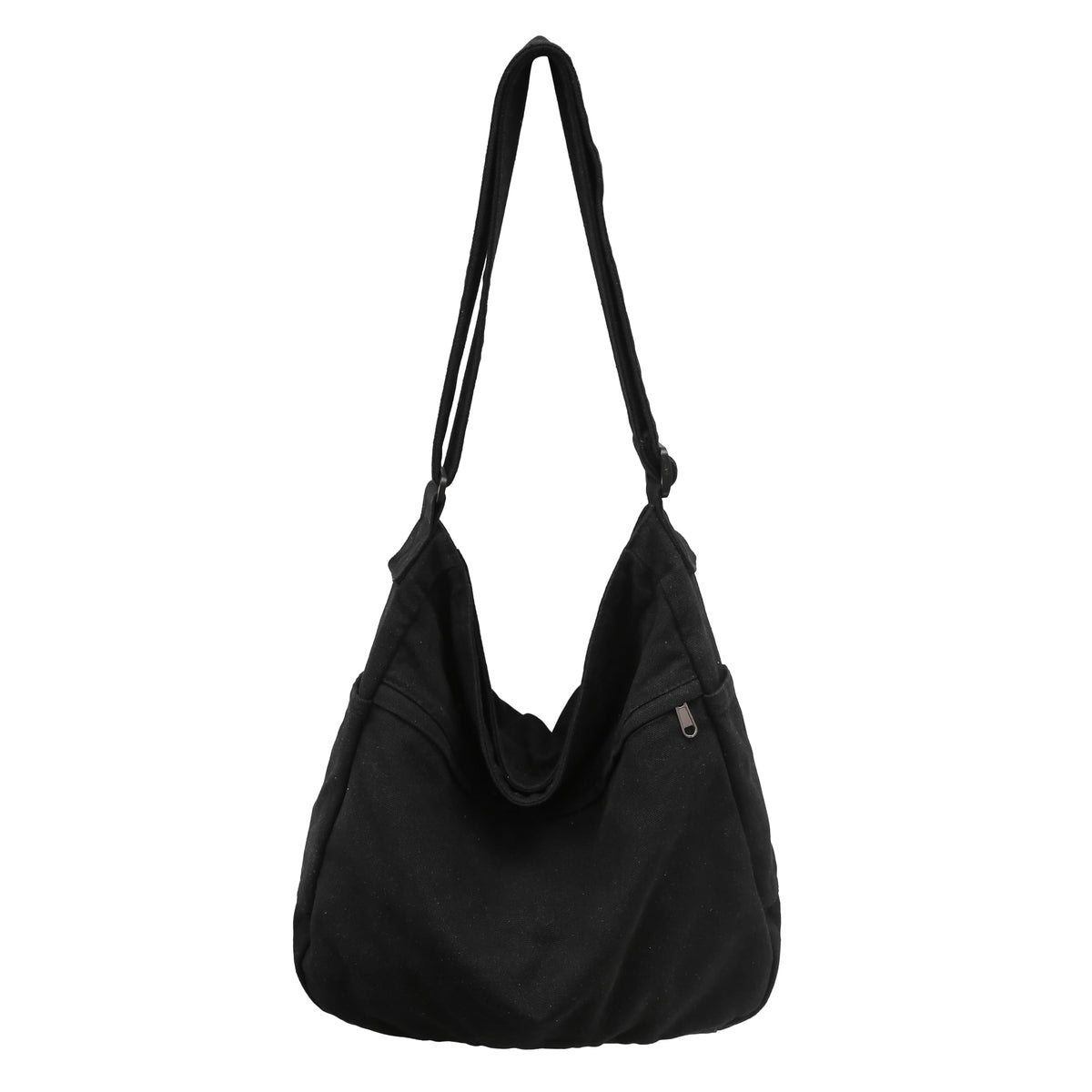 Cotton Tote Handbag Women Canvas Crossbody Beach Bag Hobo Shoulder Tote Bag with 3 External Pocket,Zipper Closure