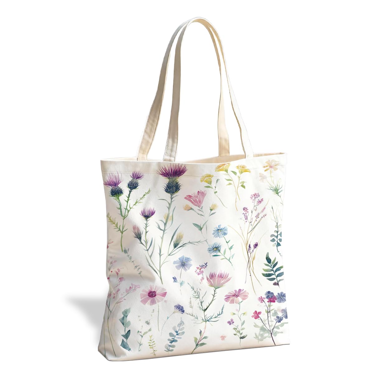 Floral Tote Bag, Soft Aesthetic Canvas Carryall for Daily Shopping Commute