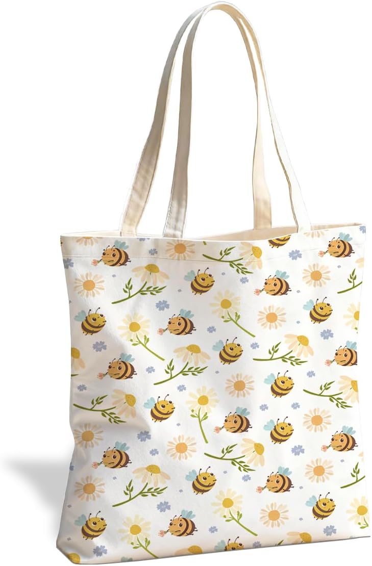 Animal Canvas Tote Bag, Cute Reusable Shoulder Bag for Shopping Travel