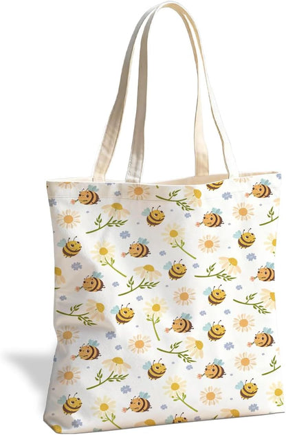 Animal Canvas Tote Bag, Cute Reusable Shoulder Bag for Shopping Travel