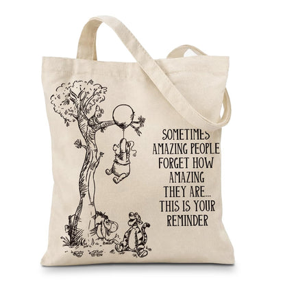 Cute Bear Canvas Tote Bag for Women, Friendship Shoulder Bag
