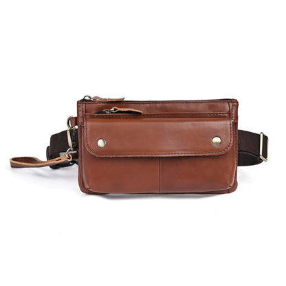 Water Resistant Canvas + Leather Hiking Riding Travel Fanny Waist Pack Small Phone Pouch For Men Women FB811-29 (1168 Brown)