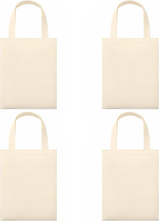 Phicorn Small Cotton Canvas Tote Bags, 9 x 11 in, 8 oz Blank