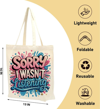 Sarcastic Canvas Tote Bag Funny Minimalist Humor Gift for Women Sister Birthday Christmas Weekender Beach Bag