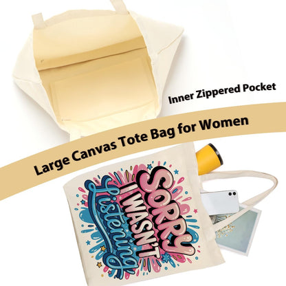 Sarcastic Canvas Tote Bag Funny Minimalist Humor Gift for Women Sister Birthday Christmas Weekender Beach Bag