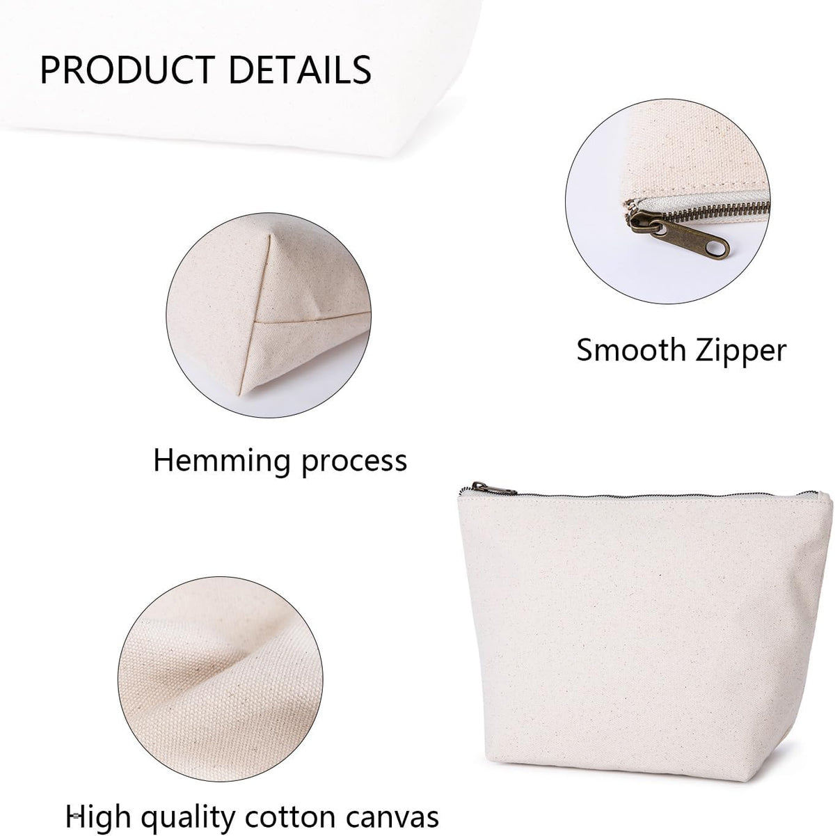Toiletry Bag Multiple Compartments Cosmetic Travel Bag with Zipper Makeup Bag Toiletry Bag for Women Cosmetic Pouch (Beige)