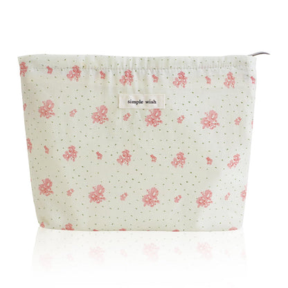Wudygirl Makeup Bag for Women Travel Cosmetic Bag 10.5"x7.5" Beige