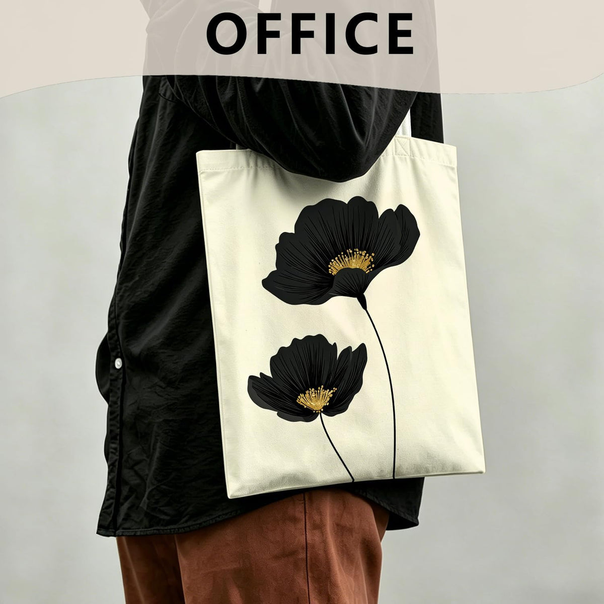 Vintage Floral Canvas Tote Bag