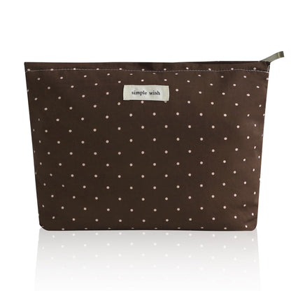 Wudygirl Makeup Bag for Women Travel Cosmetic Bag 10.5"x7.5" Beige